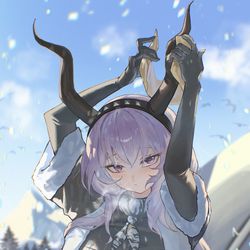 This is a pixiv picture whose title is 「角ケアも大事だよ、ドクター」.