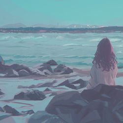 This is a pixiv picture whose title is 青.