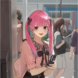 This is a pixiv picture whose title is 自分のことを見つけた瞬間笑顔になって小走りで近づいてくる女の子.