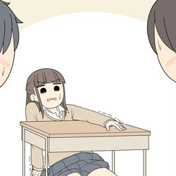 This is a pixiv picture whose title is ここまできたら意地でも足で消しゴムを拾いたい女の子.