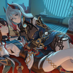 This is a pixiv picture whose title is 判官姉妹.