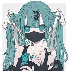 This is a pixiv picture whose title is 手ツインテール.