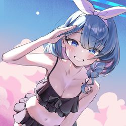 This is a pixiv picture whose title is 아로나 수영복.
