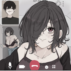 This is a pixiv picture whose title is ビデオ通話　親フラ.