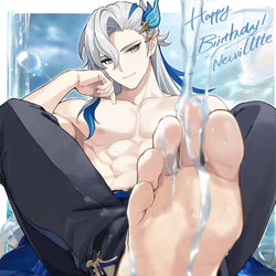 This is a pixiv picture whose title is 那维莱特生日请你喝水.