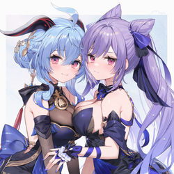 This is a pixiv picture whose title is 💙💜.