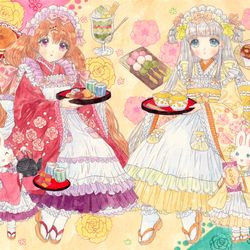This is a pixiv picture whose title is 甘味処のウェイトレス.