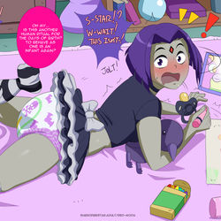 This is a pixiv picture whose title is Baby Girl Raven, found out.