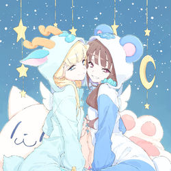 This is a pixiv picture whose title is きらりんパジャマのまゆ&ユキ.