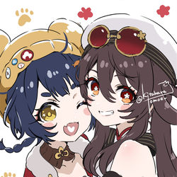 This is a pixiv picture whose title is 🐼👻香菱と胡桃の新衣装かわいすぎる….