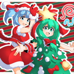 This is a pixiv picture whose title is 「skeb」メリクリにとり&雛.