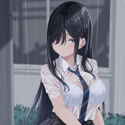 This is a pixiv picture whose title is （どうしよう...着替え持ってないのに...）.
