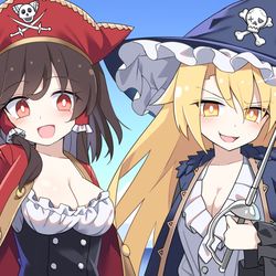 This is a pixiv picture whose title is パイレーツ霊夢・魔理沙.