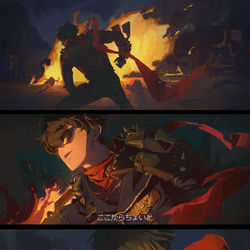 This is a pixiv picture whose title is 赤いマフラー.