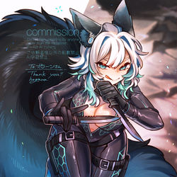 This is a pixiv picture whose title is 【Skeb】ナイフ使いの狐娘🦊.