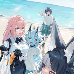 This is a pixiv picture whose title is 六課の朝トレ.