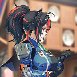 This is a pixiv picture whose title is 治安官サマの”完全無欠”に、今日も目を奪われる.