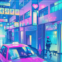 This is a pixiv picture whose title is Neon Streets.