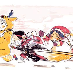 This is a pixiv picture whose title is サンタカルナとパーシヴァルとバーソロミューでメリークリスマス！.