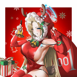 This is a pixiv picture whose title is Christmas with Asuna！🎅.
