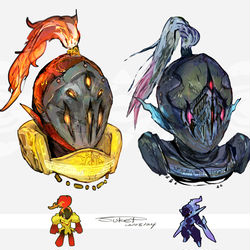 This is a pixiv picture whose title is グレンアルマ・ソウブレイズモチーフのヘッドギア（ポケモン）.