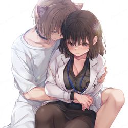 This is a pixiv picture whose title is 人間になったボクとキミとの4年間.
