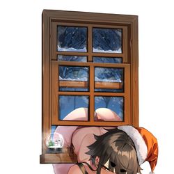 This is a pixiv picture whose title is 侵入下手なドスケベサンタのはっぱちゃん.