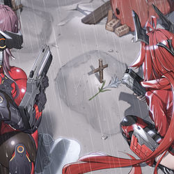 This is a pixiv picture whose title is Nikke Rapi, Red hood.