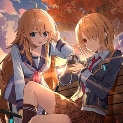 This is a pixiv picture whose title is 夕暮れのひと時.