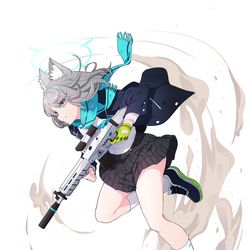 This is a pixiv picture whose title is シャーレ VS キヴォトス (001/100)  砂狼 シロコ.