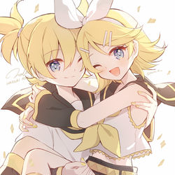 This is a pixiv picture whose title is 鏡音お誕生日！.