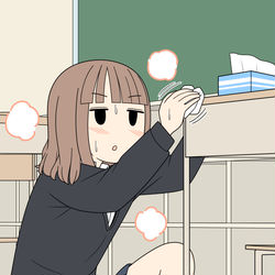 This is a pixiv picture whose title is 放課後に机を拭く女の子.