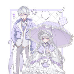 This is a pixiv picture whose title is 白×紫.