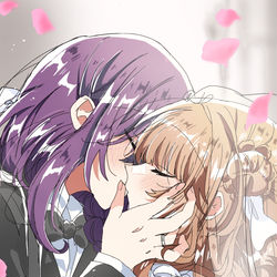 This is a pixiv picture whose title is HajiMomo wedding 💍💜🤎.