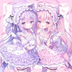 This is a pixiv picture whose title is 🩷💜🎀.