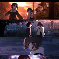 This is a pixiv picture whose title is 同样的时间，同样的地点，但是能够一起看烟花的人已经不在了😭.