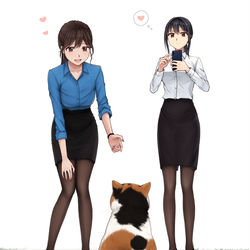 This is a pixiv picture whose title is 三毛猫とOL.