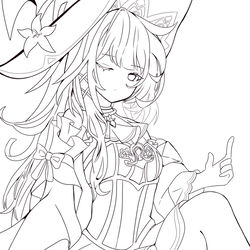 This is a pixiv picture whose title is マダム・ヘルタ線画.