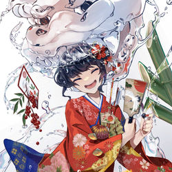 This is a pixiv picture whose title is 吉祥の獅子は新春に舞う.