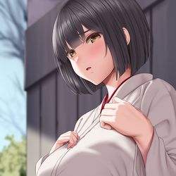 This is a pixiv picture whose title is 神社裏に呼び出された倉田さん.
