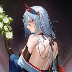 This is a pixiv picture whose title is Hanya - Back.