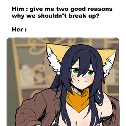 This is a pixiv picture whose title is 彼：別れない理由を二つ教えて？.