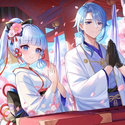 This is a pixiv picture whose title is 【謹賀新年】  神里家の新年初詣.