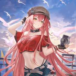 This is a pixiv picture whose title is 海边旅行黄昏.