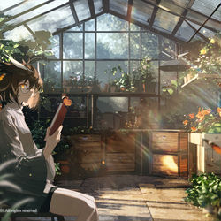 This is a pixiv picture whose title is 溫室閱讀.