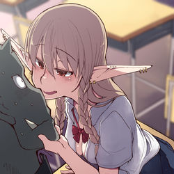 This is a pixiv picture whose title is 『オ〇クにやさしいエルフ』.