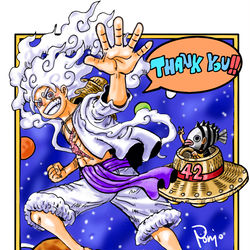 This is a pixiv picture whose title is Dragon Ball42巻×ONE PIECE.