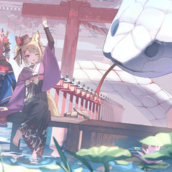 This is a pixiv picture whose title is 神々の訪れる神社.