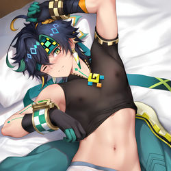 This is a pixiv picture whose title is 休憩中的少年. The Resting Boy（Ⅰ）.