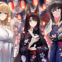 This is a pixiv picture whose title is NC, Akagi and Commander Ryuuko.